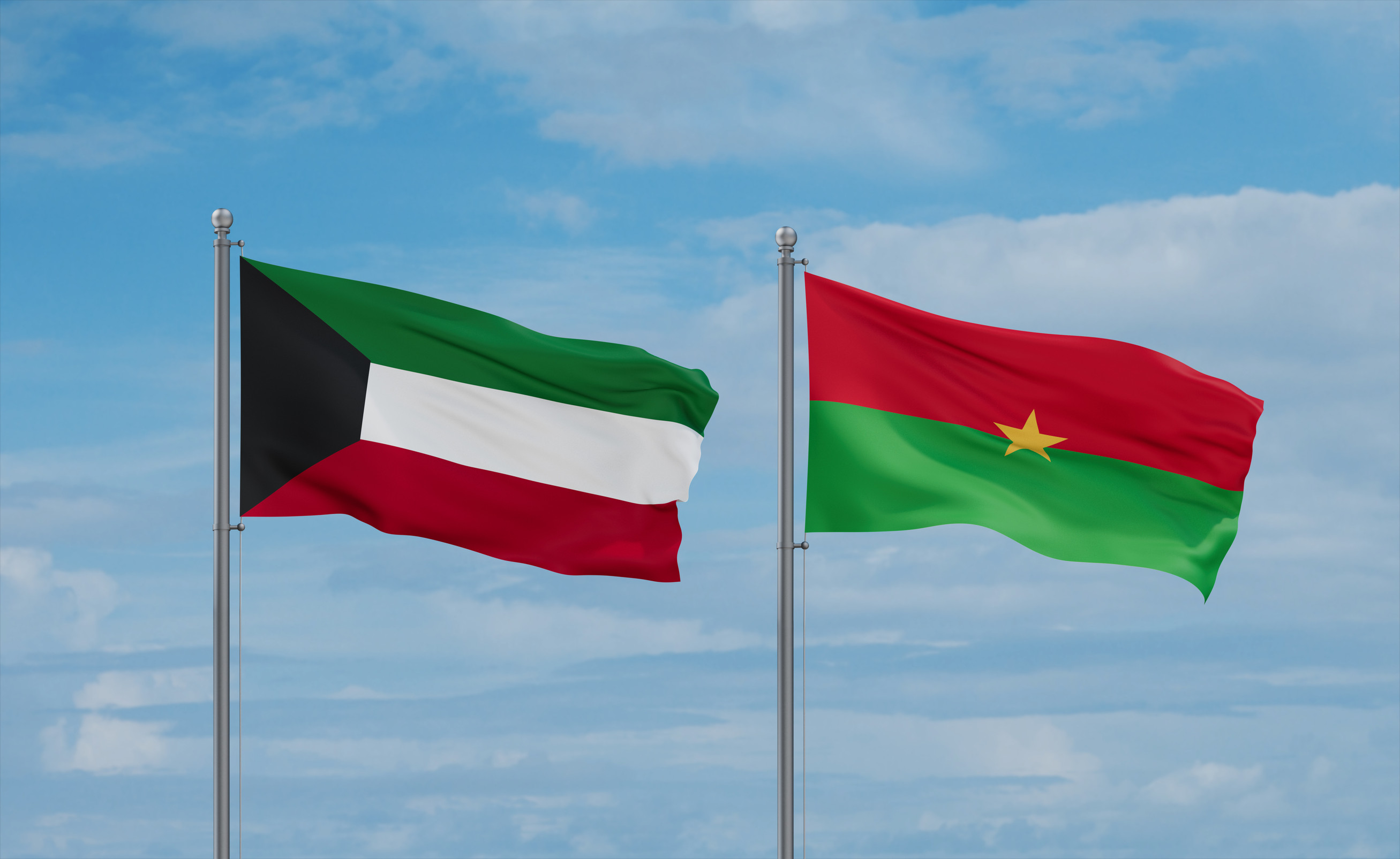 Burkina Faso–Kuwait Flags Together