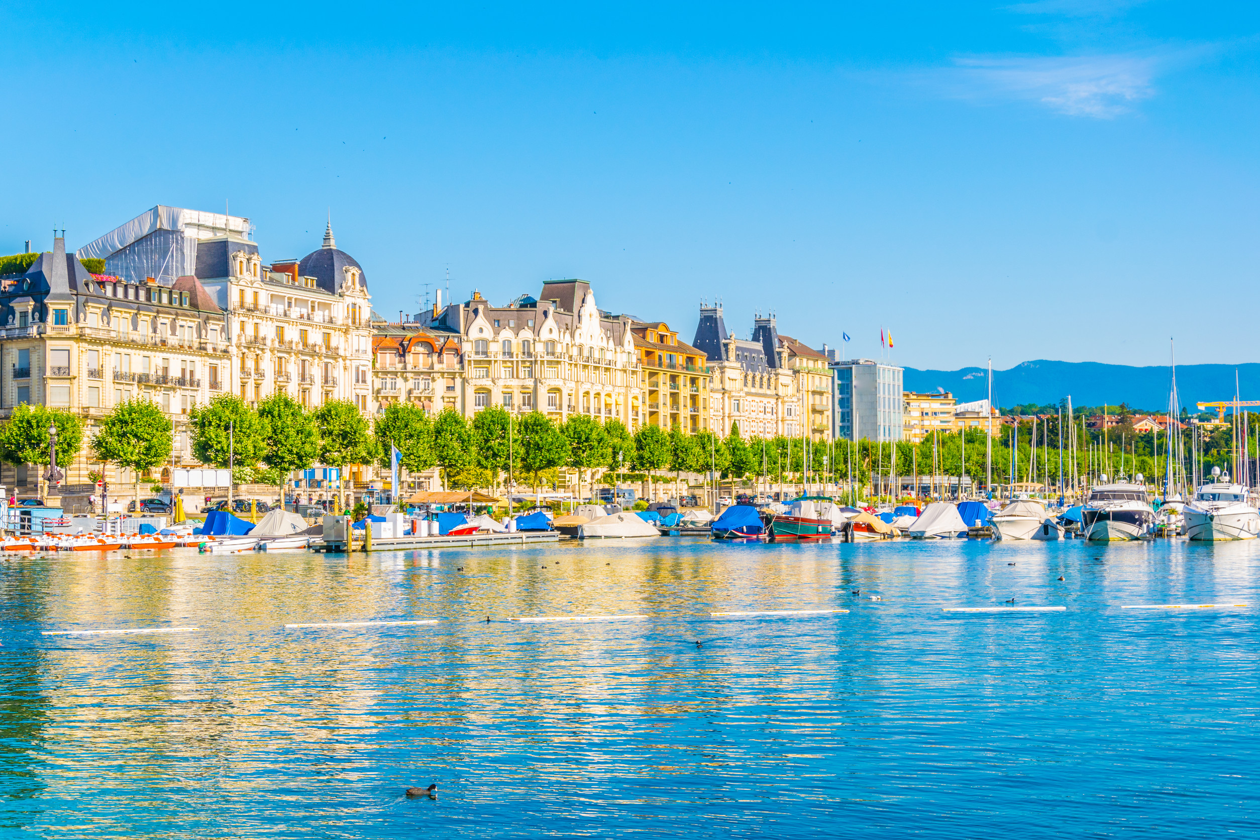 cityscape of geneva viewed behind geneva lake lac leman in switzerland cityscape of geneva viewed behind geneva lake lac leman in switzerland