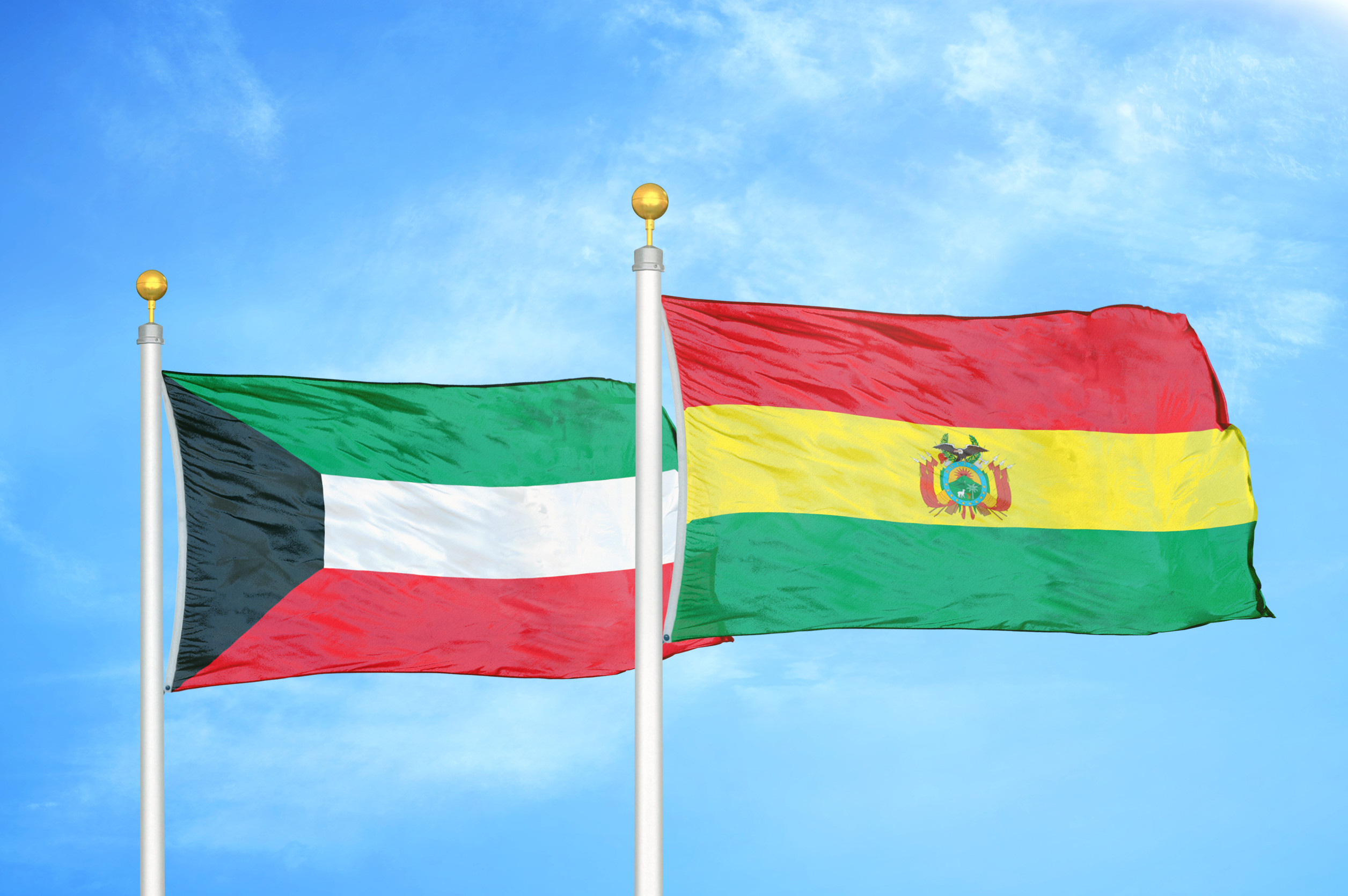 Kuwait Evisa For Bolivia Citizens Flags