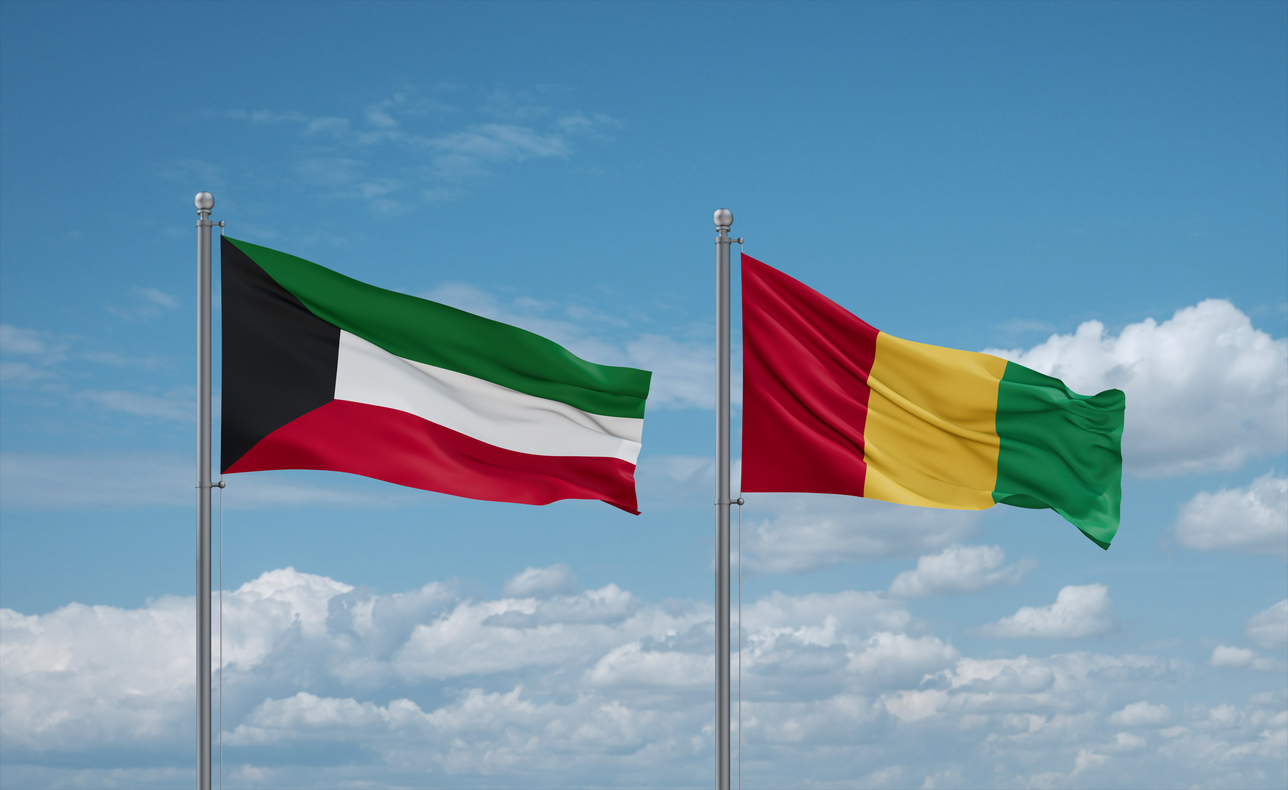 Kuwait Flag With Guinea Flag