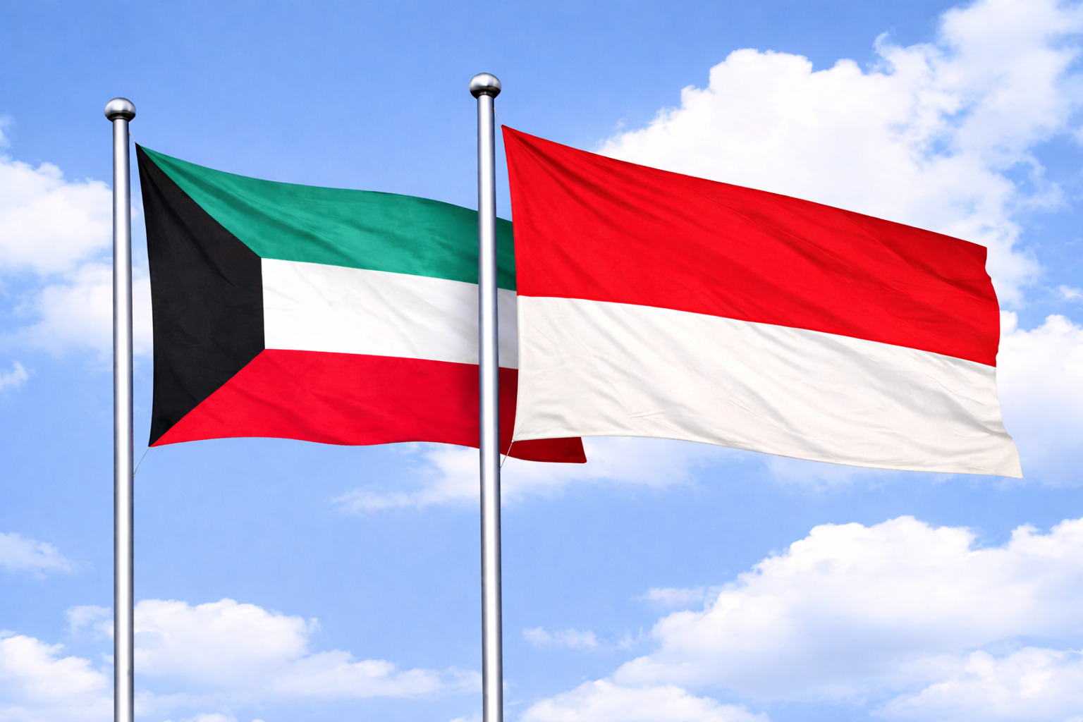 Kuwait Flag With Monaco Flag
