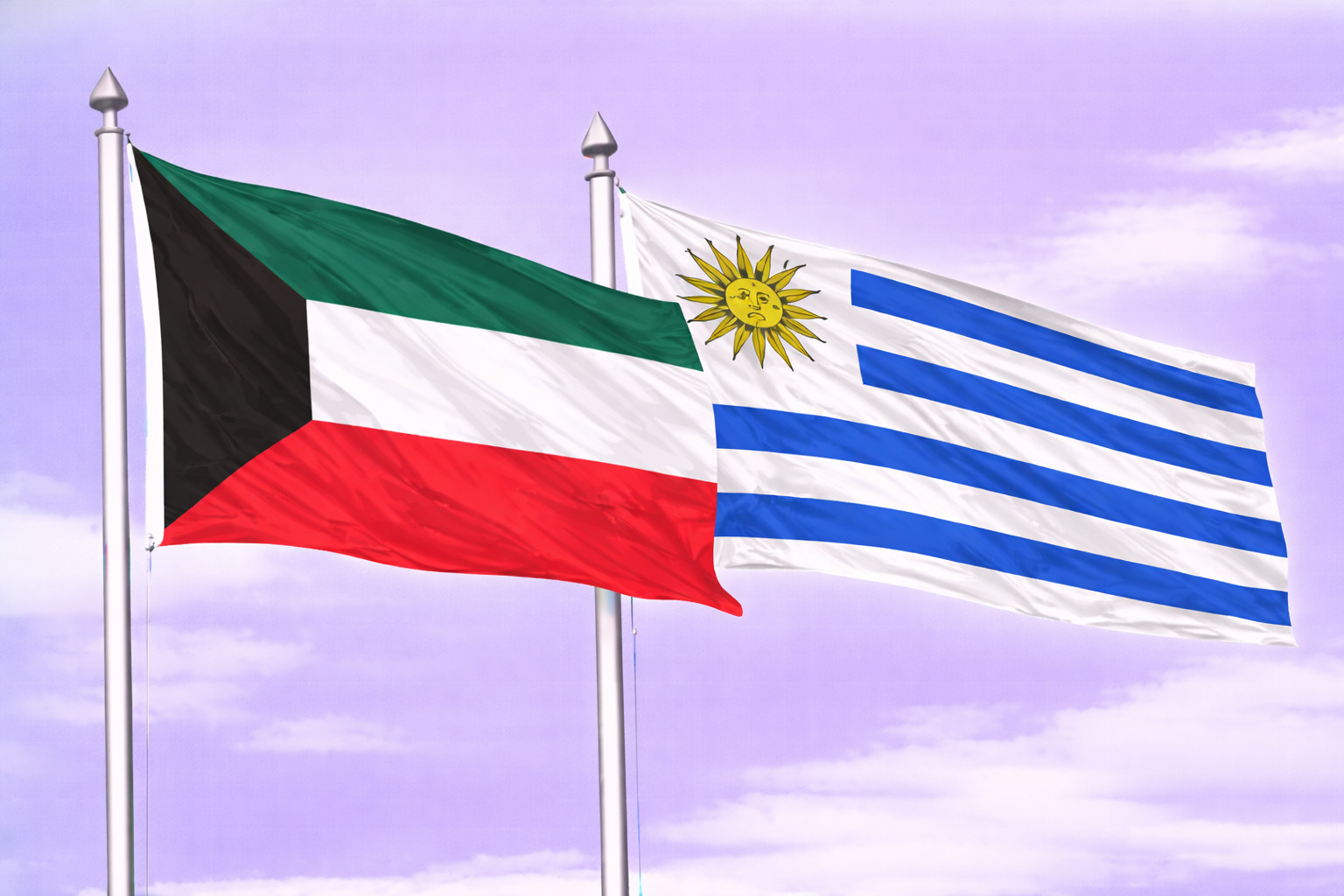 Kuwait Flag With Uruguay Flag