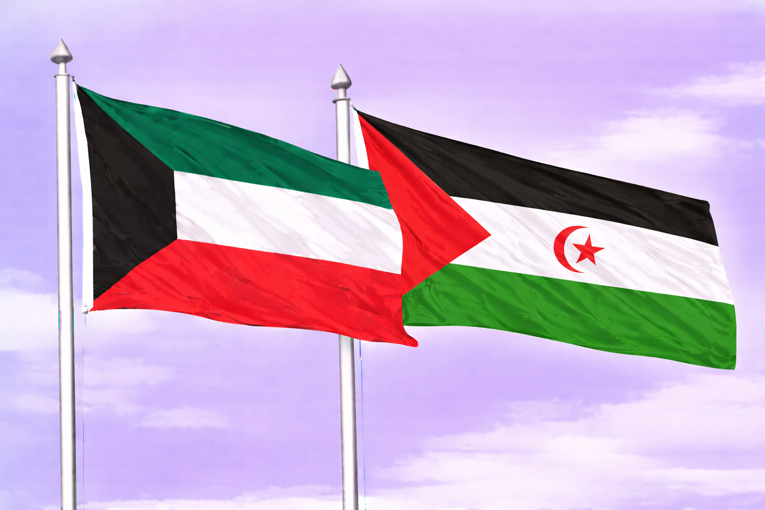 Kuwait Flag With Western Sahara Flag