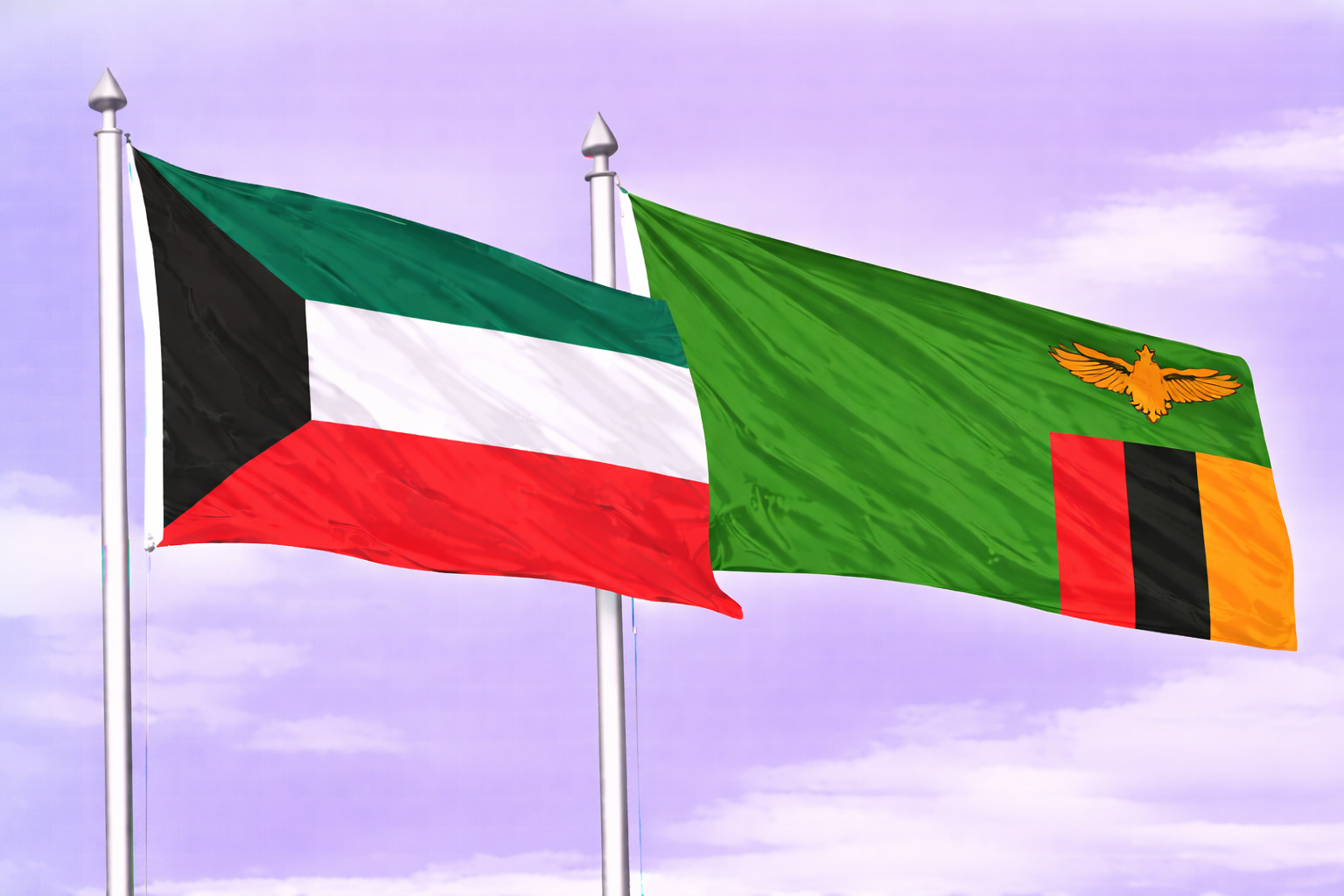 Kuwait Flag With Zambia Flag