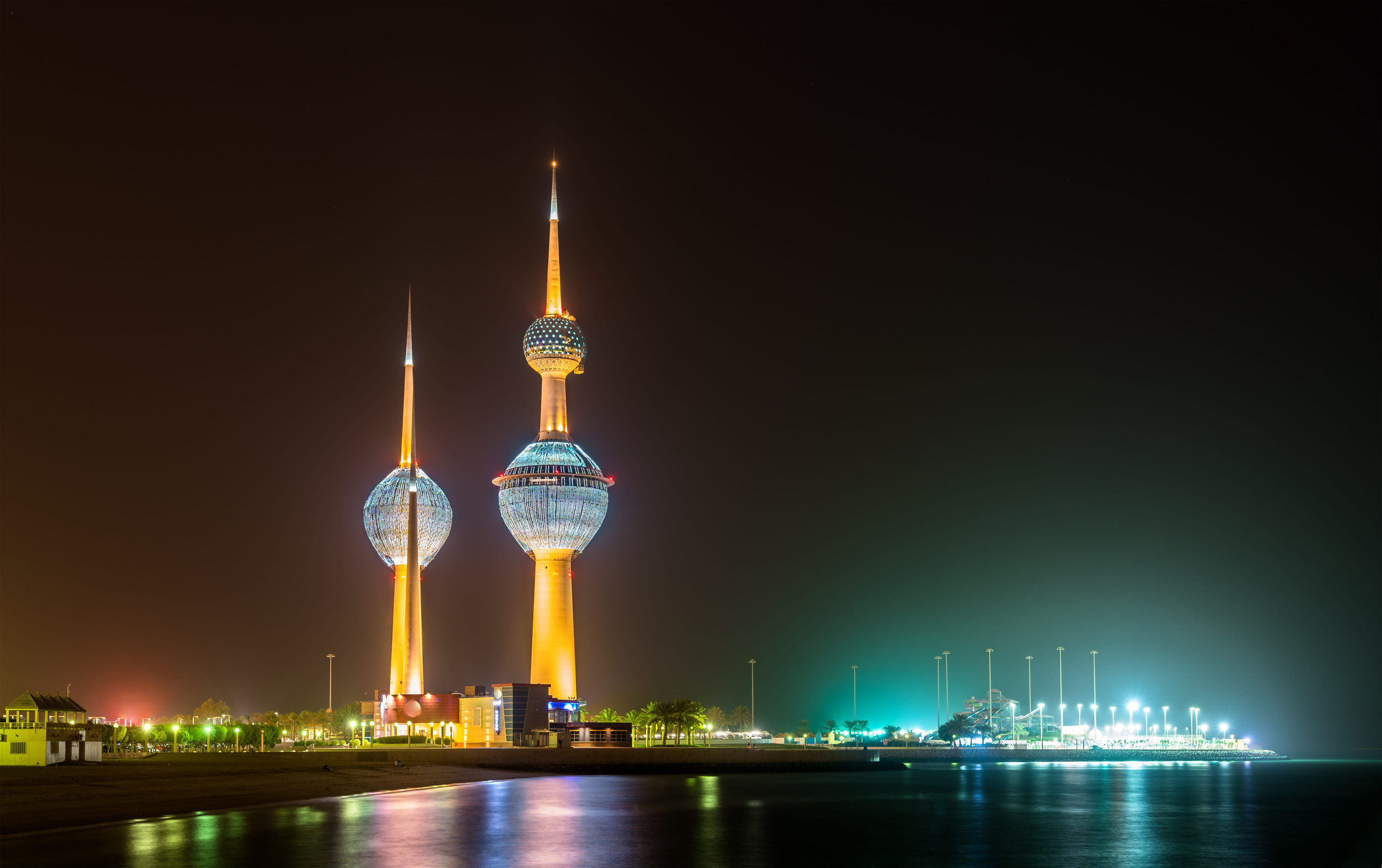 Kuwait Towers at night, Kuwait City