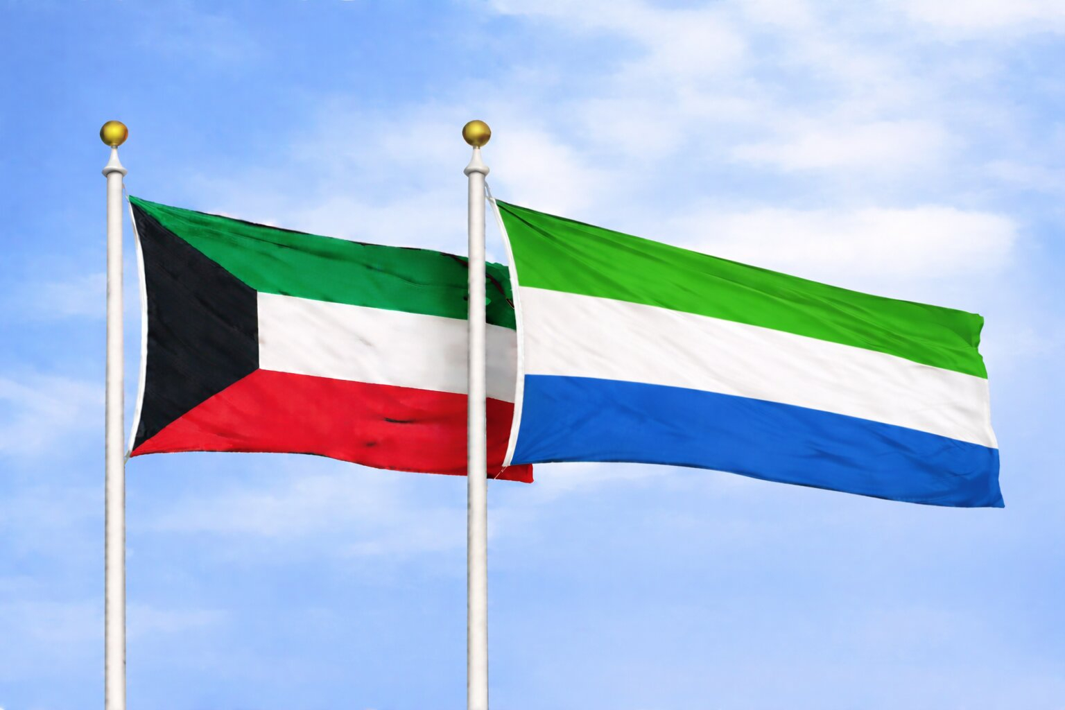 Kuwait With Sierra Leone National Flags