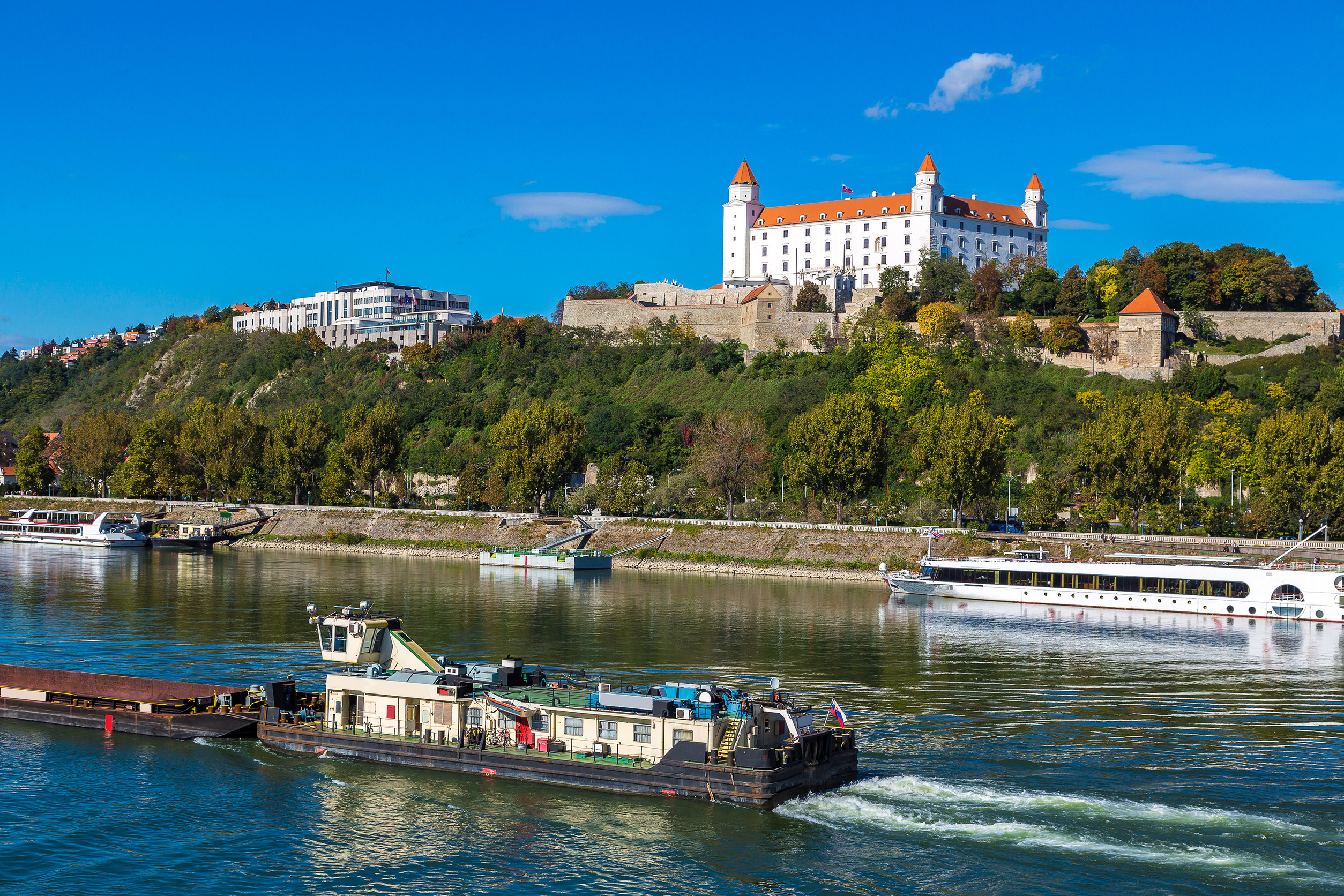 bratislava old town and saint martin cathedral over danube river slovakia