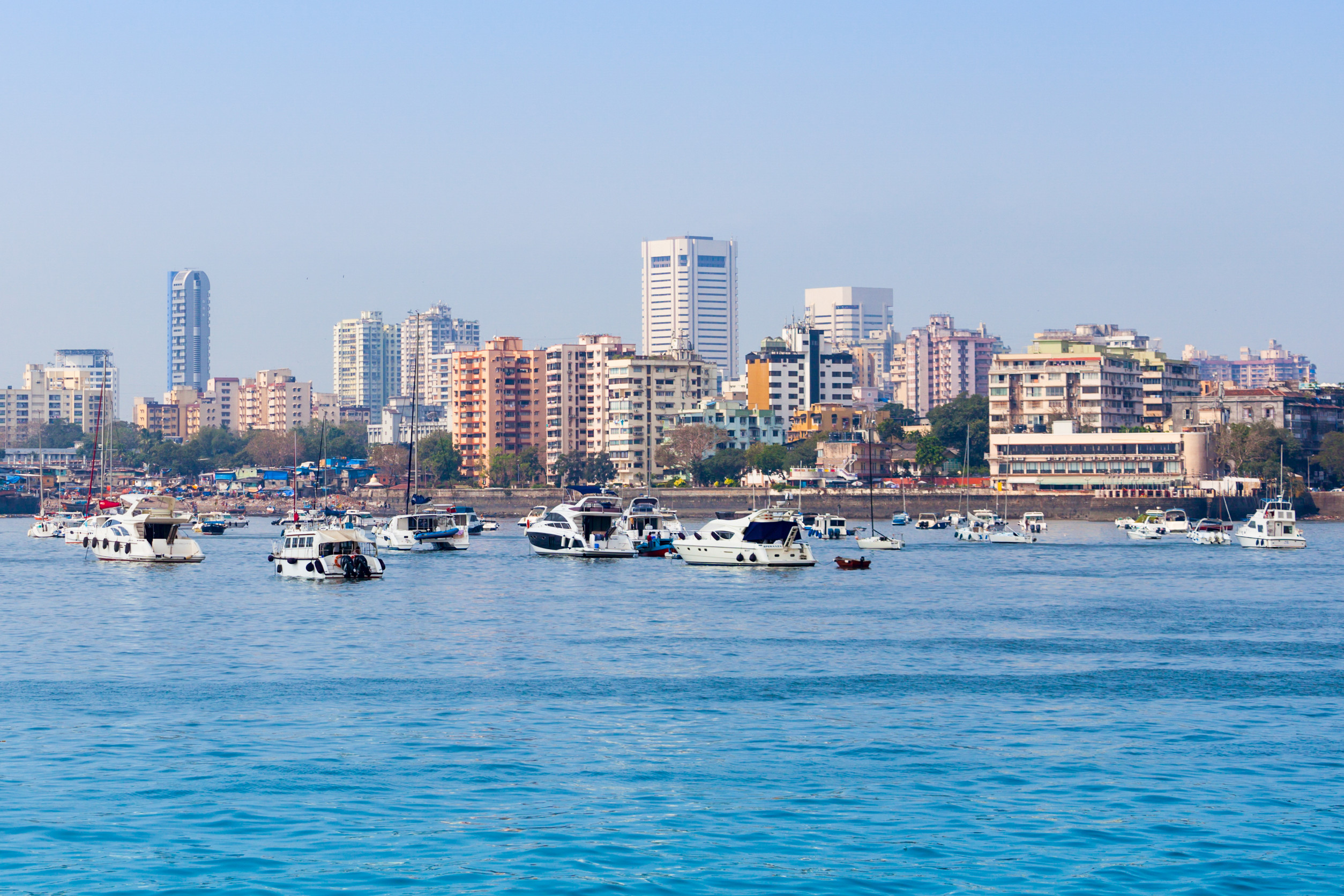 bandra worli sea link bridge with fishing boats view from bandra fort mumbai india