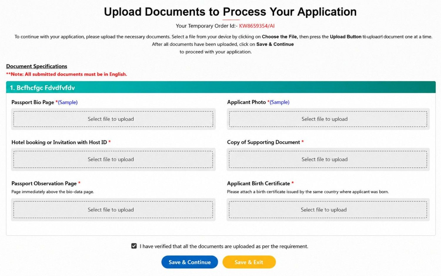 Upload Additional Supporting Document