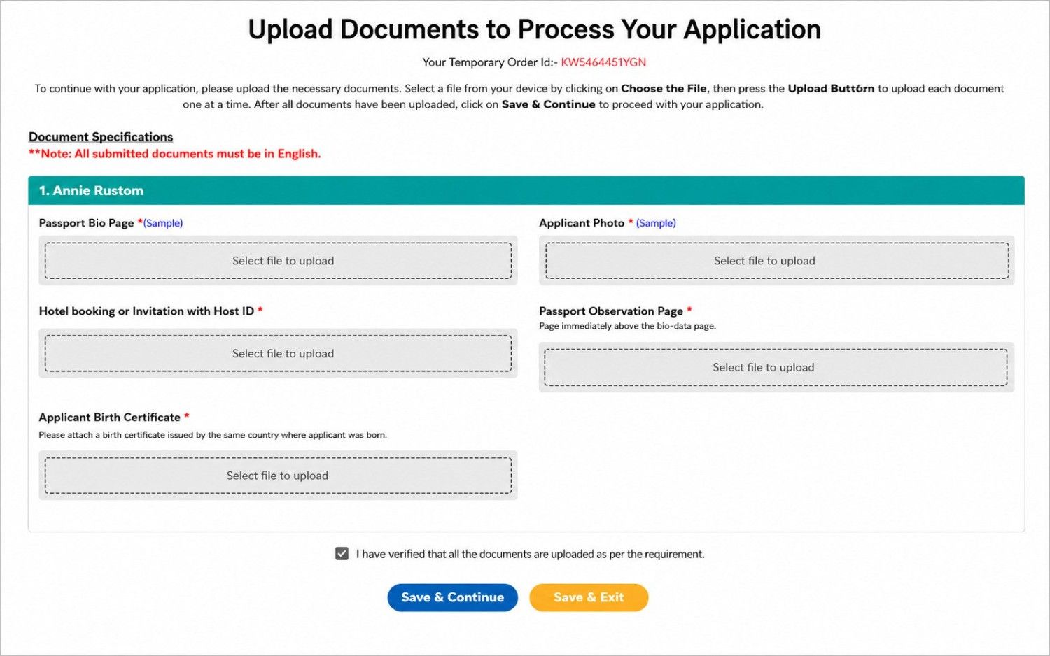 Upload Standard Documents