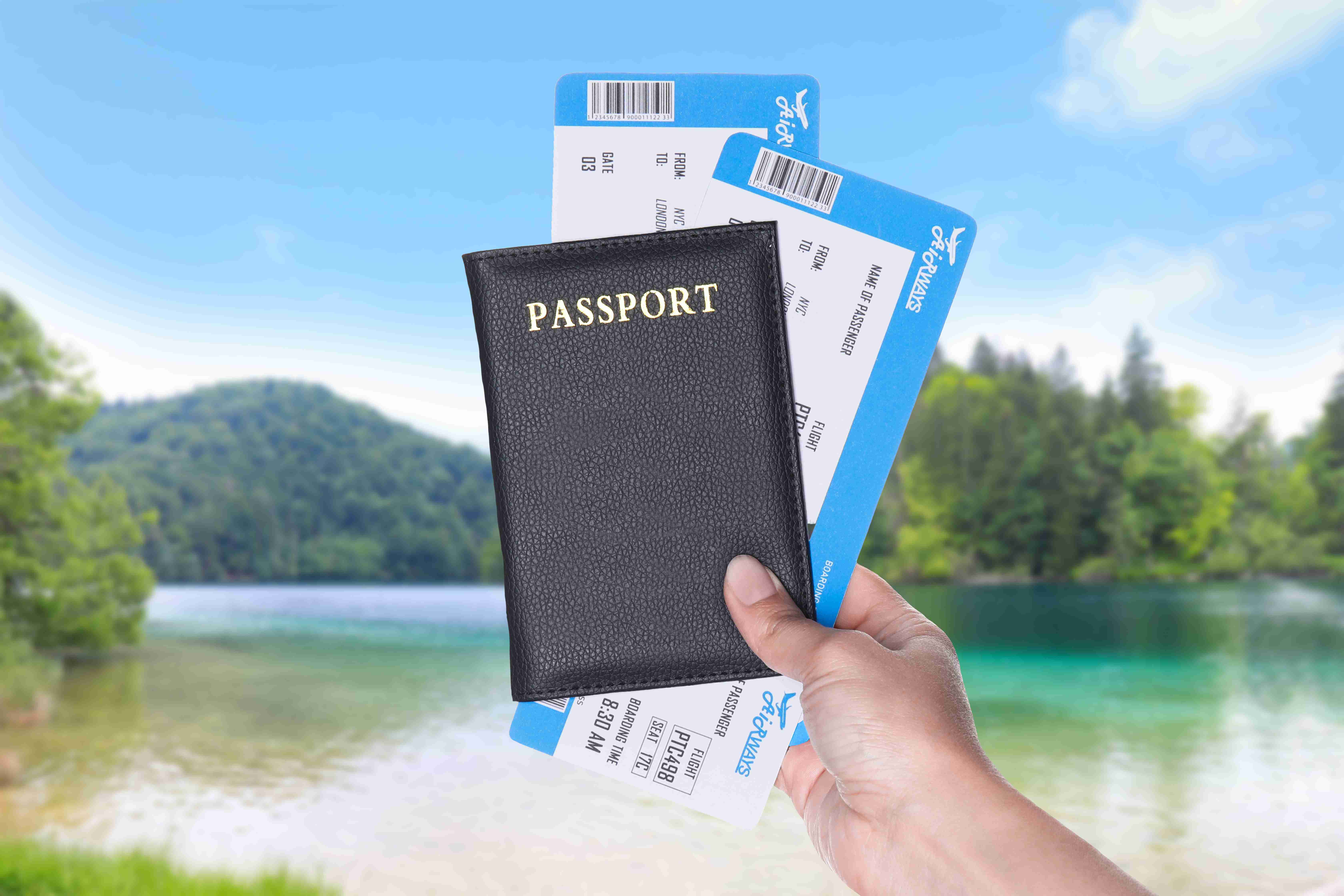 Woman Holding Passport With Tickets